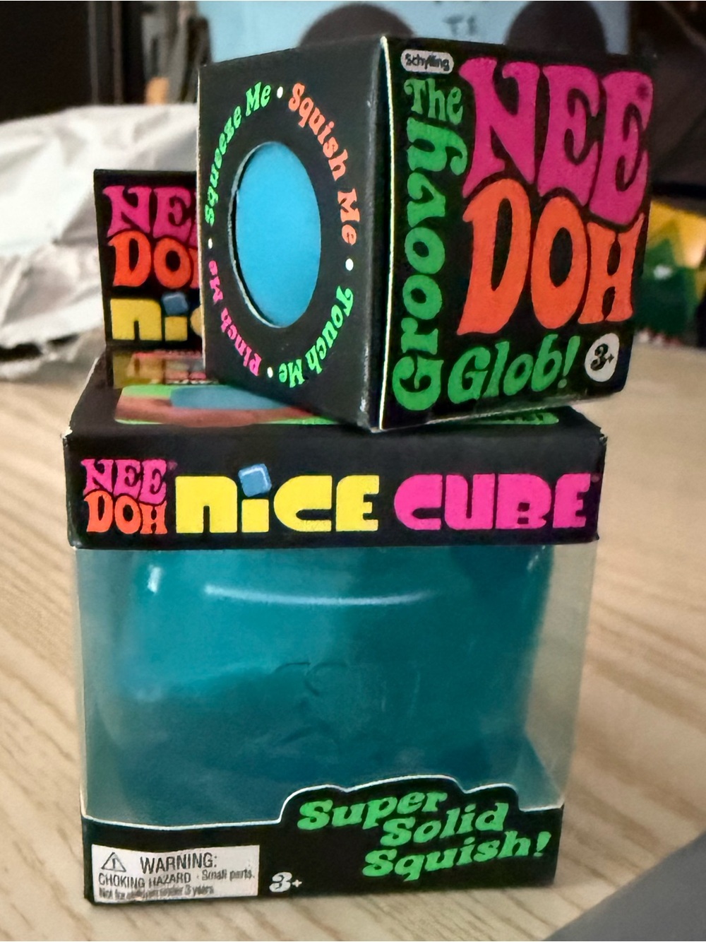 Schylling-NeeDoh- 2 piece BLUE Bundle! Nice Cube and Groovy Glob